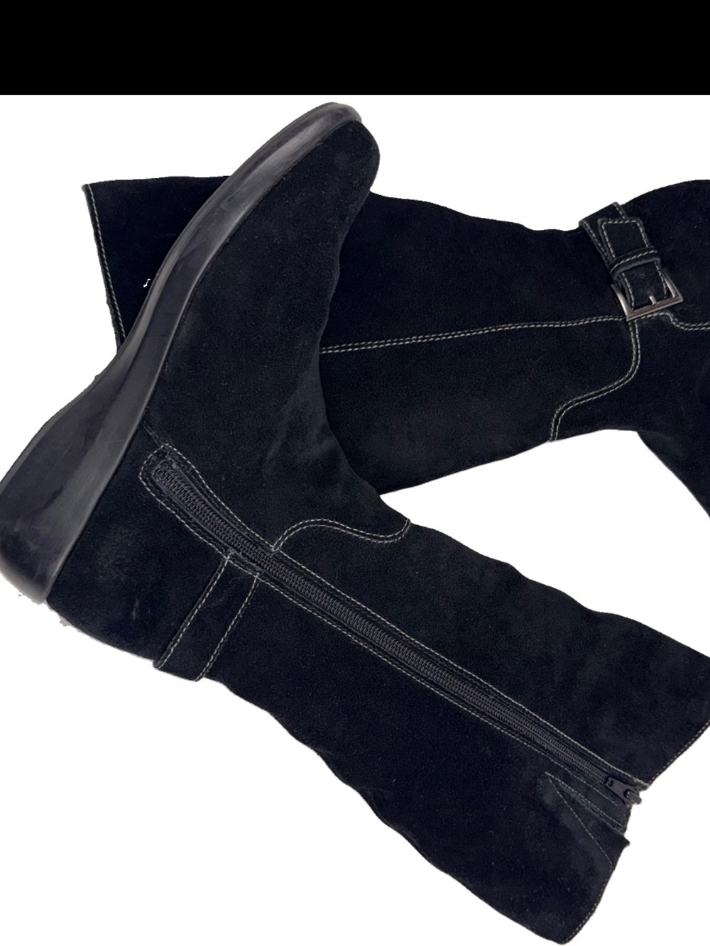 Westies Boots Woman’s 6 M Knee High Tall Casual Black Leather Zipper Suede